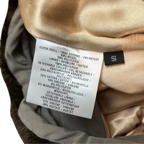 Cloud Nine Faux Fur Belted Buttoned Trench Coat Jacket Gray Brown Size Small - Picture 8 of 9